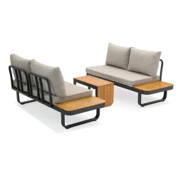 SenS-Line Samos multifunctionele loungeset - Taupe - Aluminium en acacia hout