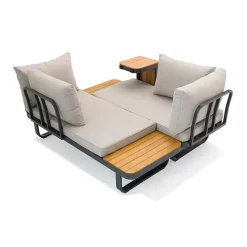 SenS-Line Samos multifunctionele loungeset - Taupe - Aluminium en acacia hout