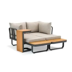 SenS-Line Samos multifunctionele loungeset - Taupe - Aluminium en acacia hout