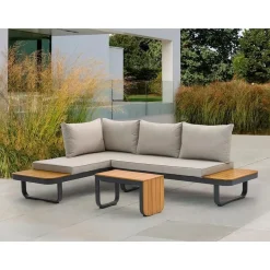 SenS-Line Samos multifunctionele loungeset - Taupe - Aluminium en acacia hout