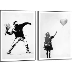 Set poster met lijst - Street Art Banksy