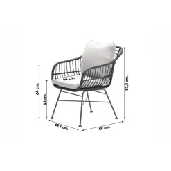 Set van 4 - Garden Impressions Margriet tuinstoel - Zwart/Zand