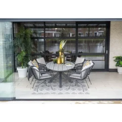 Set van 4 - Garden Impressions Margriet tuinstoel - Zwart/Zand