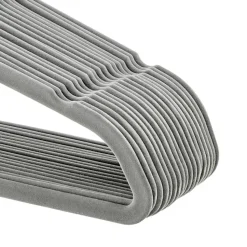 Set van 50 Anti-slip kleerhangers, dunne Kledinghangers met Fluweel Grijs