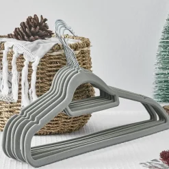 Set van 50 Anti-slip kleerhangers, dunne Kledinghangers met Fluweel Grijs