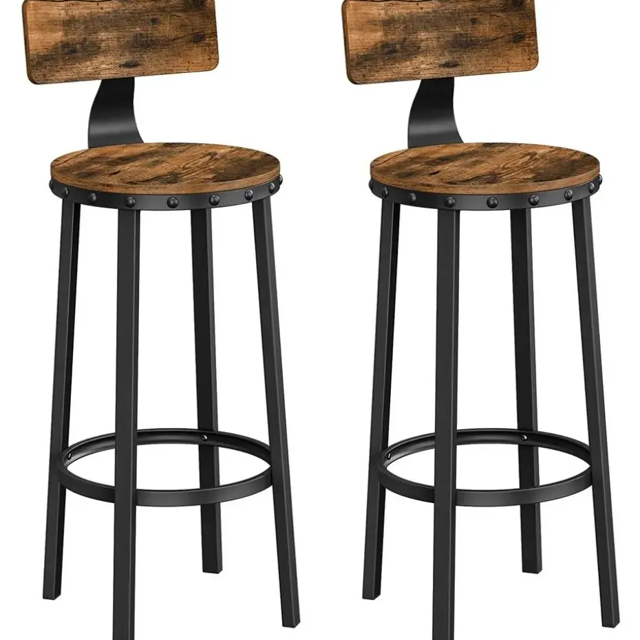 Set van 2 barkrukken - industrieel ontwerp - vintage bruin