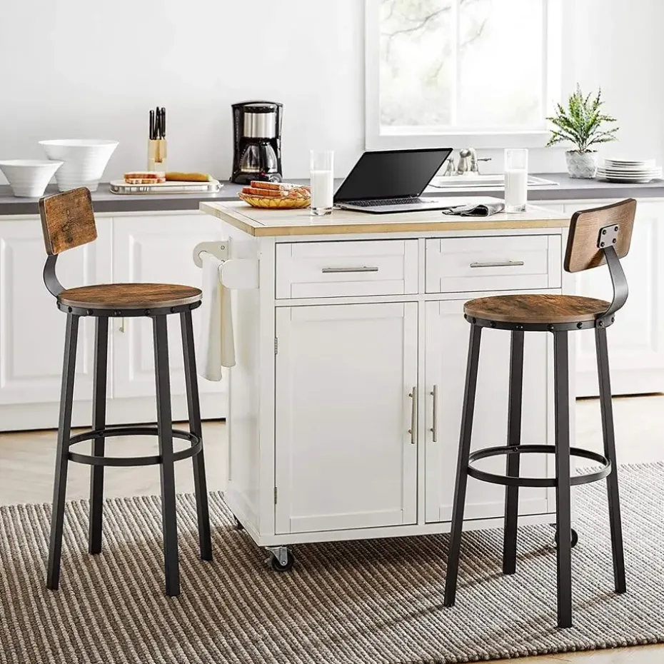 Set van 2 barkrukken - industrieel ontwerp - vintage bruin