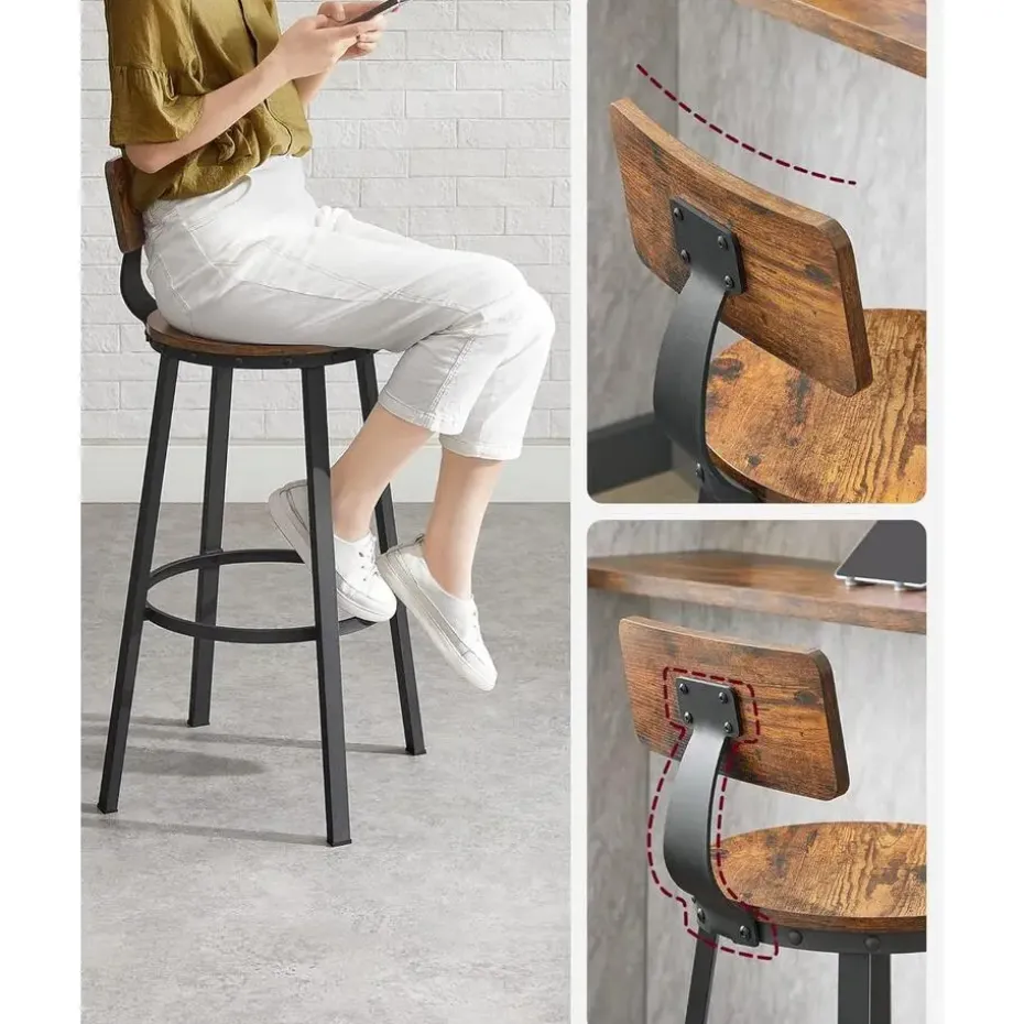 Set van 2 barkrukken - industrieel ontwerp - vintage bruin