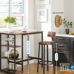 Set van 2 barkrukken - industrieel ontwerp - vintage bruin