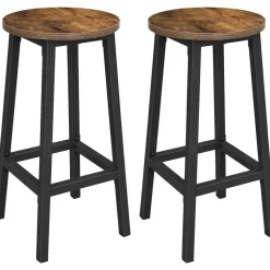 Set van 2 barkrukken - met stabiel stalen frame - hoogte 65 cm - Bruin