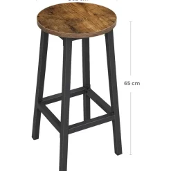 Set van 2 barkrukken - met stabiel stalen frame - hoogte 65 cm - Bruin