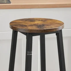 Set van 2 Barkrukken - met stabiel stalen frame, hoogte 75 cm -Bruin-zwart