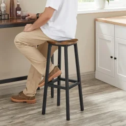 Set van 2 Barkrukken - met stabiel stalen frame, hoogte 75 cm -Bruin-zwart