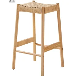 Set van 2 Barkrukken Massief Hout Scandinavisch