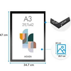 Set van 2 Fotokaders - A3 formaat - Foto Lijsten in MDF Hout - Zwart