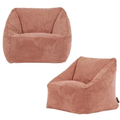Set van 2 icon Kinderzitzakken Morgan - Corduroy Zitzak met Vulling - Oud roze