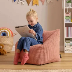 Set van 2 icon Kinderzitzakken Morgan - Corduroy Zitzak met Vulling - Oud roze