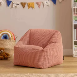 Set van 2 icon Kinderzitzakken Morgan - Corduroy Zitzak met Vulling - Oud roze