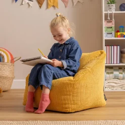 Set van 2 icon Kinderzitzakken Morgan - Corduroy Zitzak met Vulling - Geel