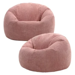 Set van 2 icon Zitzak Kingston - Corduroy Zitzak Volwassenen - Oud roze