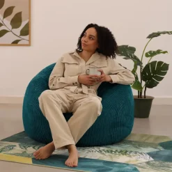 Set van 2 icon Zitzak Kingston - Corduroy Zitzak Volwassenen - Blauwgroen