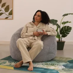 Set van 2 icon Zitzak Kingston - Corduroy Zitzak Volwassenen - Grijs