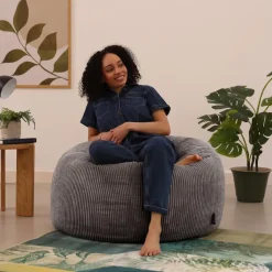 Set van 2 icon Zitzak Kingston - Corduroy Zitzak Volwassenen - Houtskool