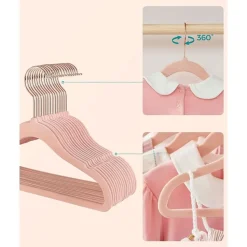 Set van 30 kinder kledinghangers in rose, met rosé gouden haak