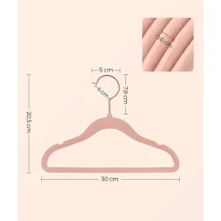 Set van 30 kinder kledinghangers in rose, met rosé gouden haak