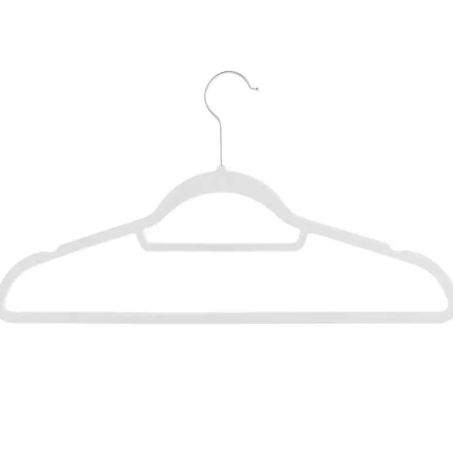 Set van 50 Kledinghangers met Fluweel - Ivoor Wit