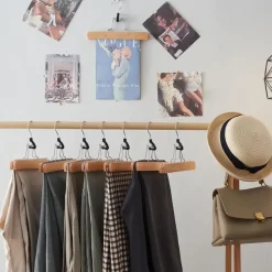 Set van 12 Massief Houten Broek hangers - met vilt Anti-Slip