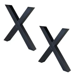Set van 2 metalen tafelpoten X-frame zwart - 8x70x72 cm - Metaal - Zwart
