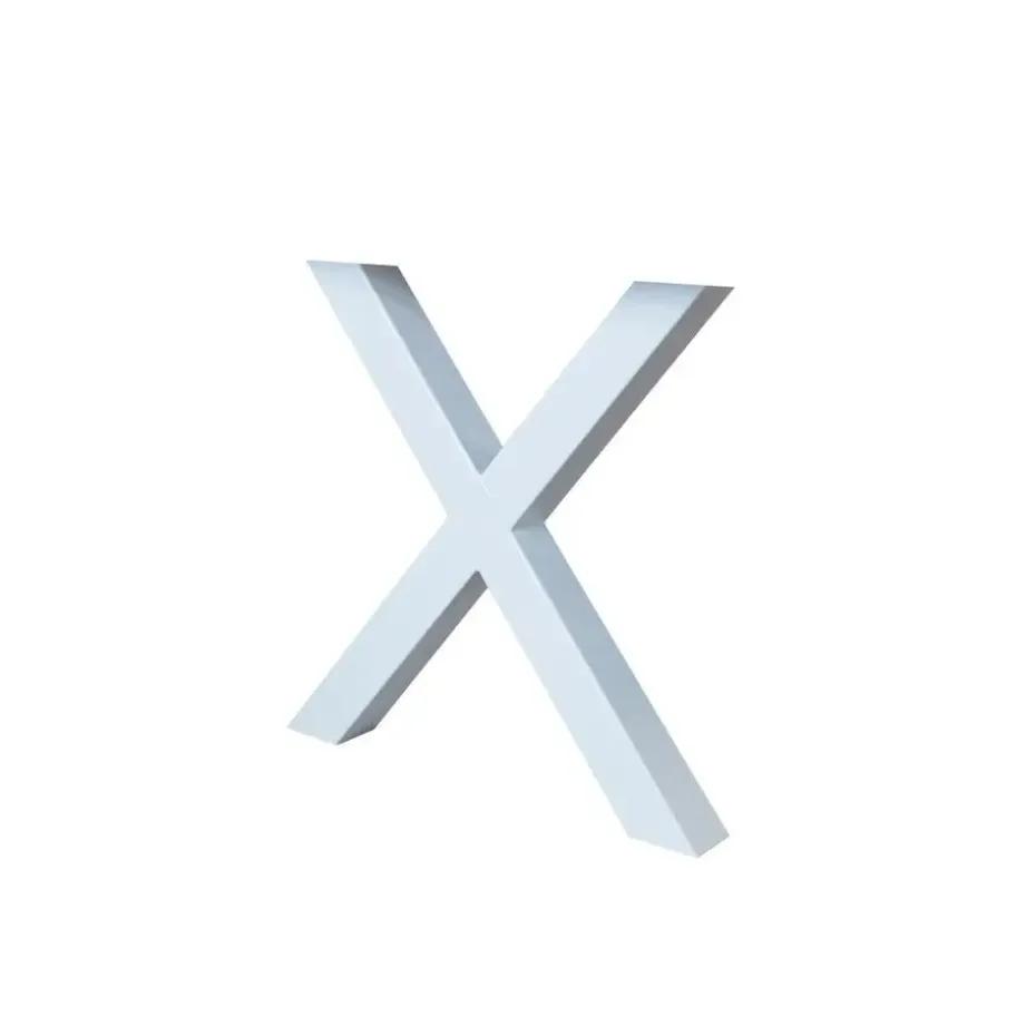 Set van 2 metalen tafelpoten X-frame wit - 8x70x72 cm - Metaal - Wit