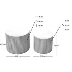 Set van 2 ronde salontafels van massief hout met opbergruimte