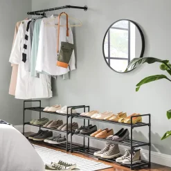 Set van 2 schoenenrekken - tot 24 paar - stapelbaar - 91.7x52.4x29.3 cm - zwart