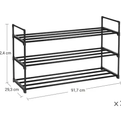 Set van 2 schoenenrekken - tot 24 paar - stapelbaar - 91.7x52.4x29.3 cm - zwart