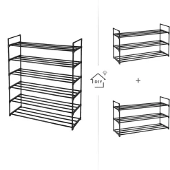 Set van 2 schoenenrekken - tot 24 paar - stapelbaar - 91.7x52.4x29.3 cm - zwart