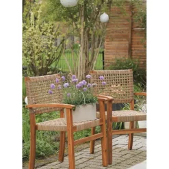 Set van 2 tuinstoelen van acacia en touw