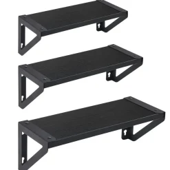 Set van 3 Wandplanken, Zwevende Boeken Planken, 30, 35 en 40 cm lang, Zwart
