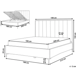 SEZANNE - Bed met opbergruimte - Taupe - 180 x 200 cm - Fluweel