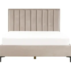 SEZANNE - Bed met opbergruimte - Taupe - 180 x 200 cm - Fluweel