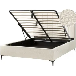 SEZANNE - Bed met opbergruimte - Gebroken wit - 160 x 200 cm - Bouclé