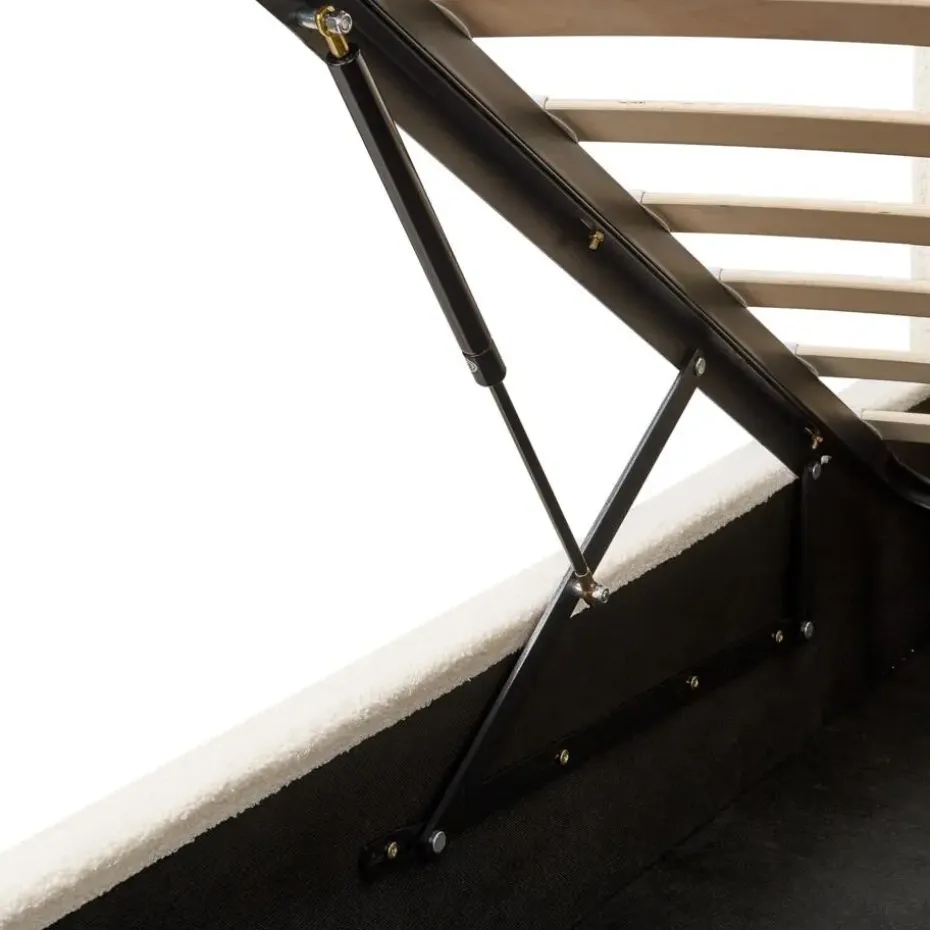 SEZANNE - Bed met opbergruimte - Gebroken wit - 160 x 200 cm - Bouclé