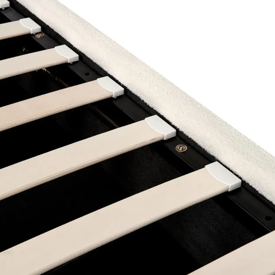 SEZANNE - Bed met opbergruimte - Gebroken wit - 160 x 200 cm - Bouclé