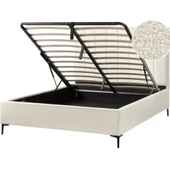 SEZANNE - Bed met opbergruimte - Gebroken wit - 160 x 200 cm - Bouclé