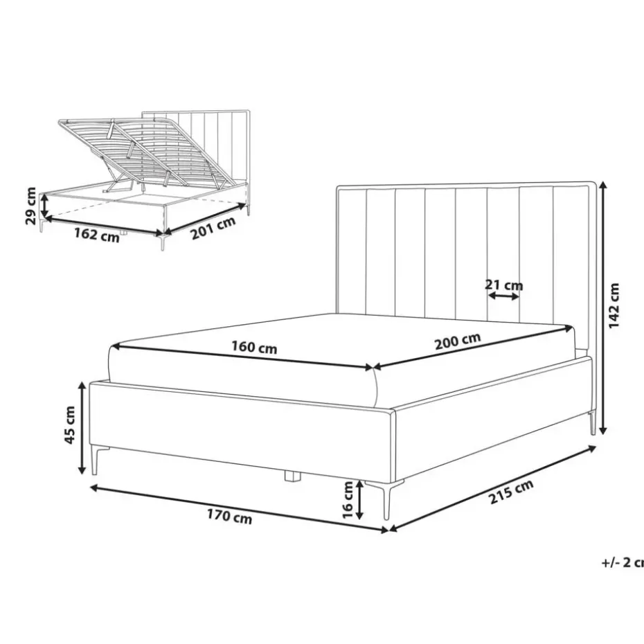 SEZANNE - Bed met opbergruimte - Gebroken wit - 160 x 200 cm - Bouclé