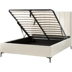 SEZANNE - Bed met opbergruimte - Gebroken wit - 160 x 200 cm - Bouclé