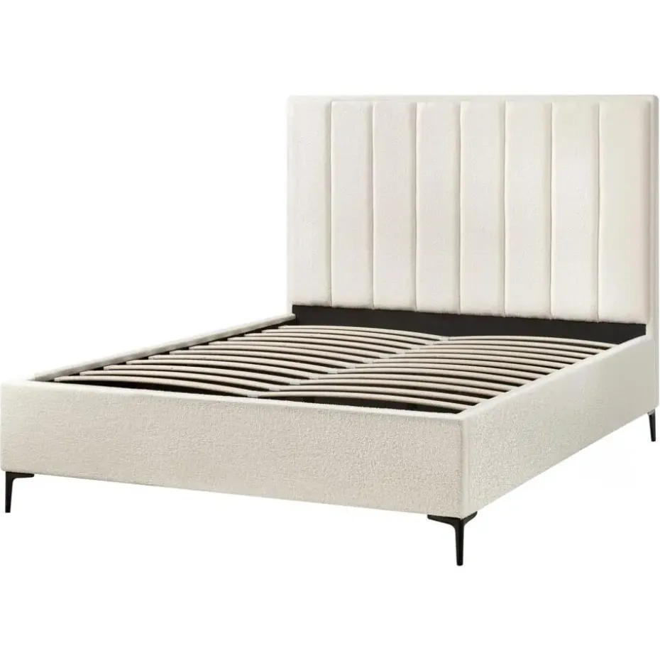 SEZANNE - Bed met opbergruimte - Gebroken wit - 160 x 200 cm - Bouclé