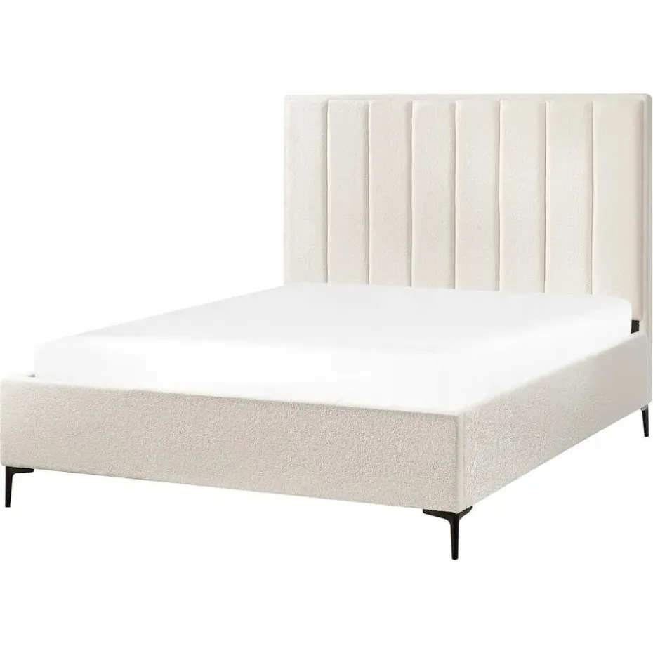 SEZANNE - Bed met opbergruimte - Gebroken wit - 160 x 200 cm - Bouclé