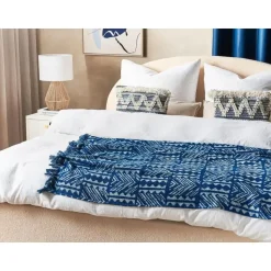 SHIVPURI - Plaid - Blauw - 130 x 180 cm - Katoen